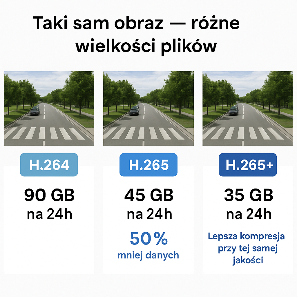 Porównanie kodeków H.264, H.265 i H.265+ – optymalizacja systemu CCTV