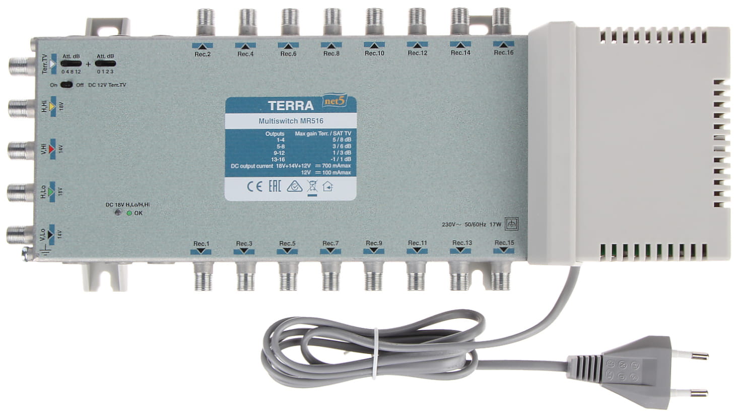 MULTISWITCH MR-516 5 WEJŚĆ/16 WYJŚĆ TERRA-921650