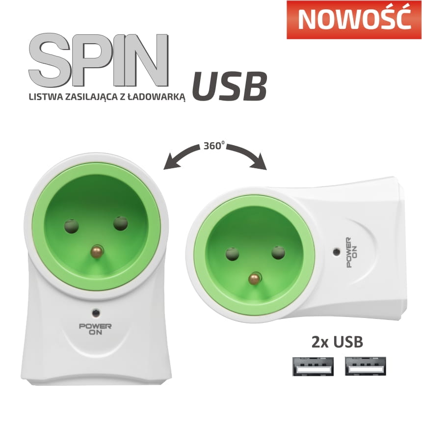 LISTWA ZASILAJĄCA EVER SPIN USB-1158743