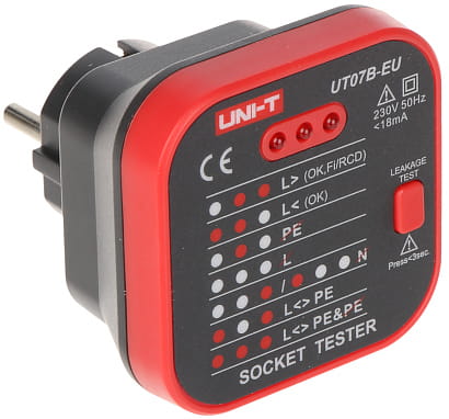 TESTER GNIAZD SIECIOWYCH Z FUNKCJĄ SPRAWDZANIA RCD UT-07B-EU UNI-T-1332652