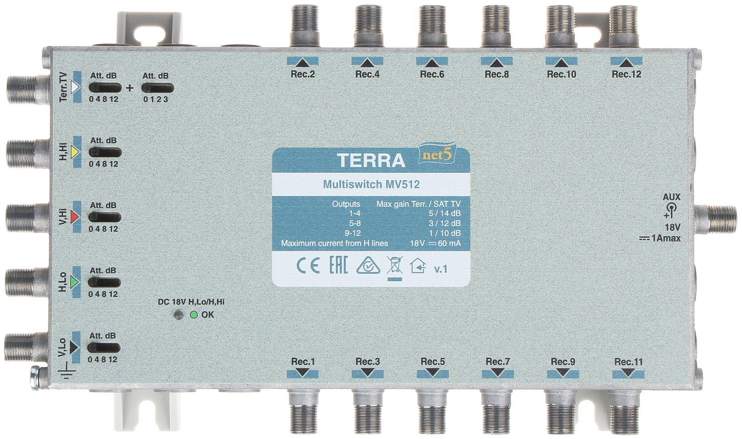 MULTISWITCH MV-512 5 WEJŚĆ / 12 WYJŚĆ TERRA-1341922