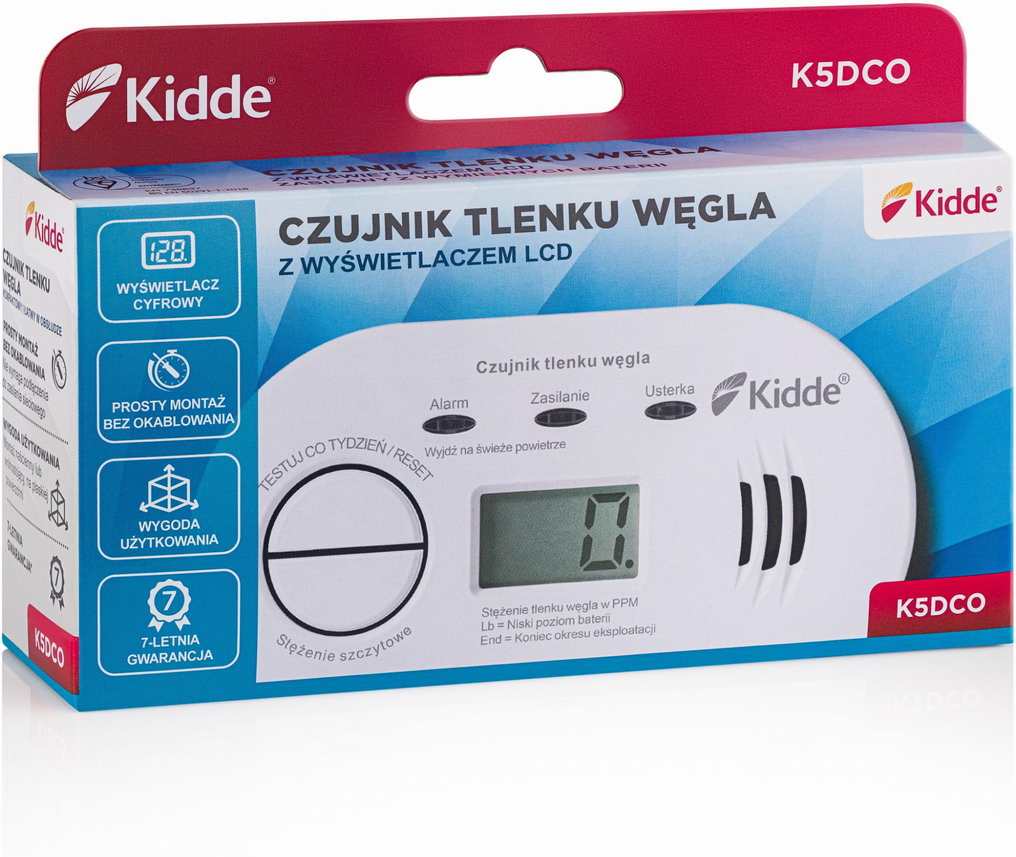 Czujnik czadu z wyświetlaczem Kidde K5DCO-1500947