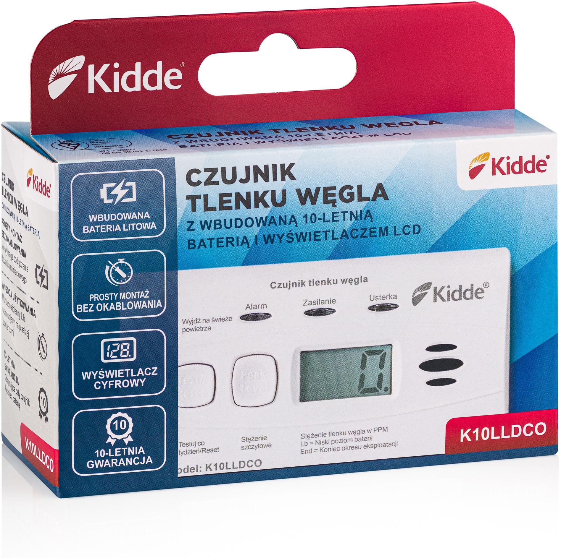 Czujnik czadu z wyświetlaczem Kidde K10LLDCO-1500997