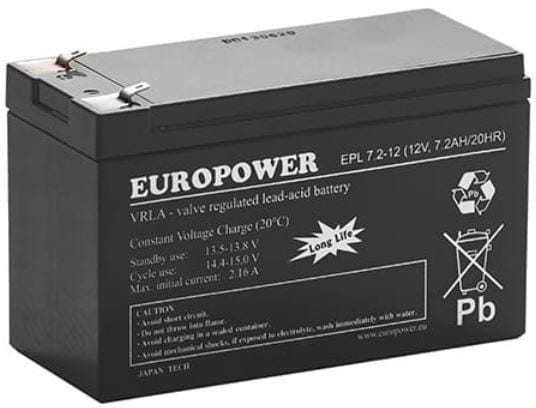 Akumulator EUROPOWER serii EPL 12V 7,2Ah T1-1498367