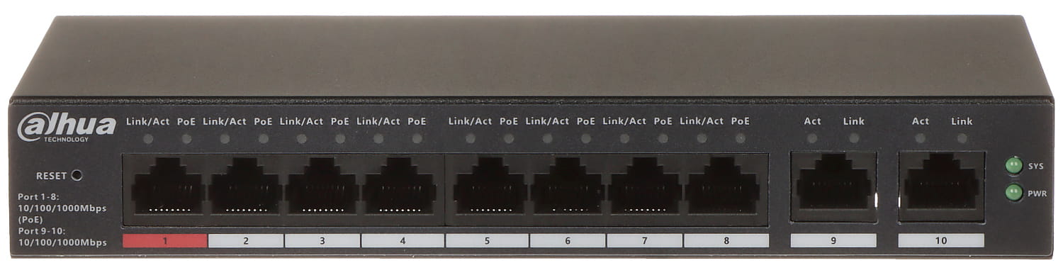 SWITCH POE CS4010-8GT-110 8-PORTOWY DAHUA-1623916
