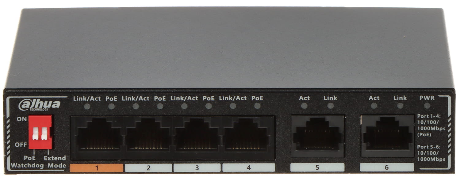 SWITCH POE SG1006P 4-PORTOWY DAHUA-1624062