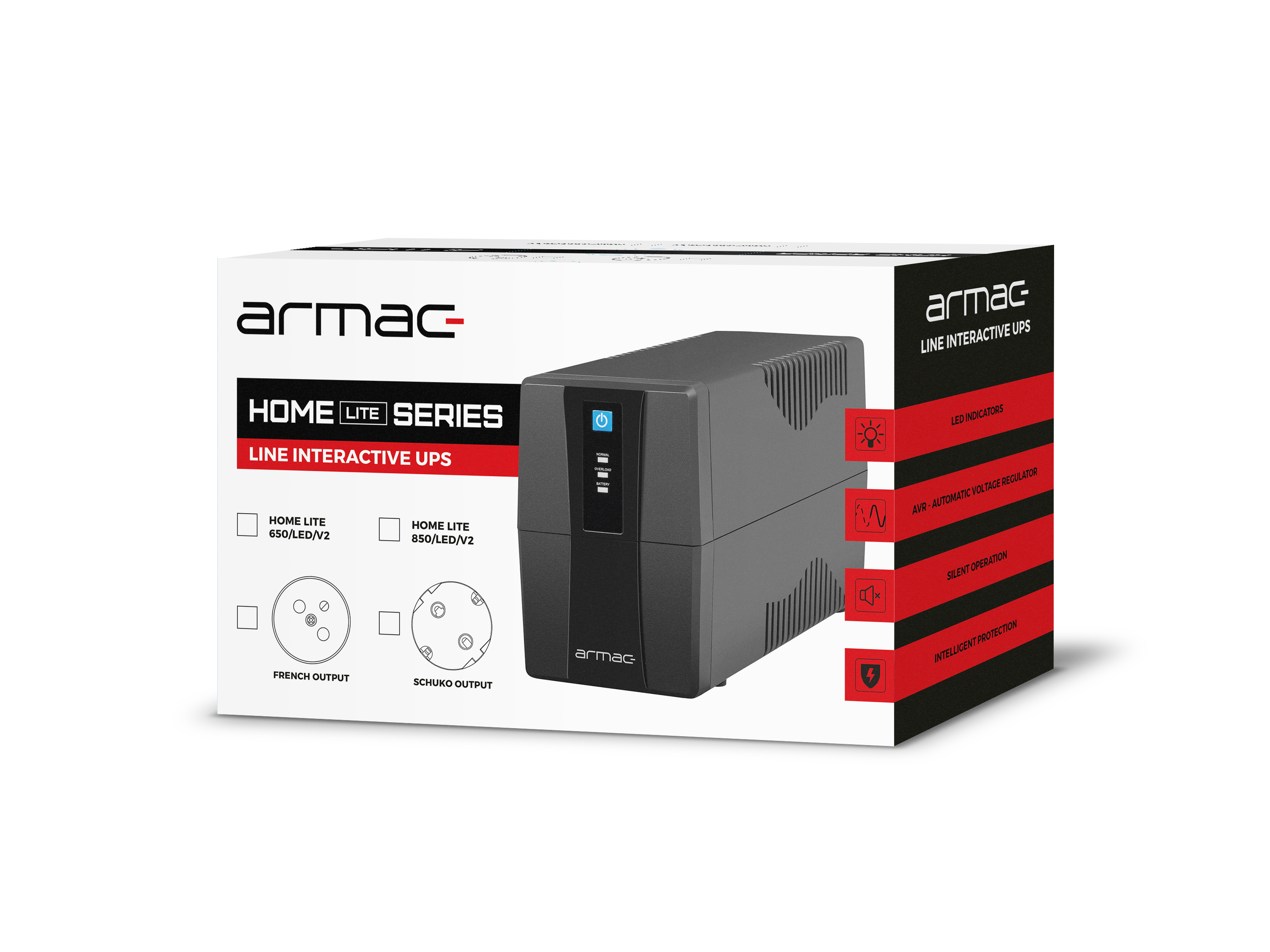 UPS ARMAC HOME LITE HL/850F/LED/V2 LINE-INTERACTIVE 850VA 2X 230V SCHUKO LED-1612106