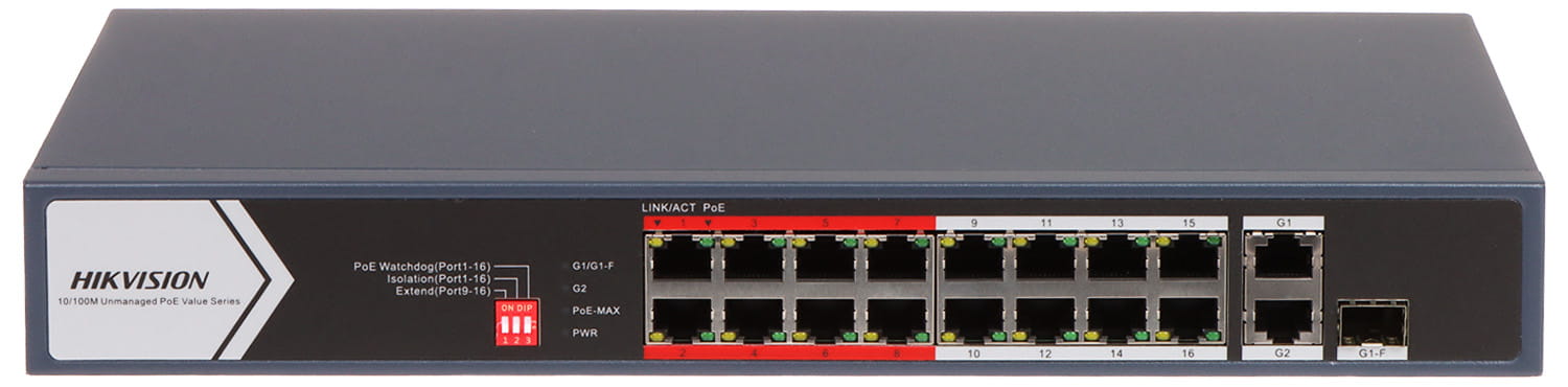 SWITCH POE DS-3E0318P-E/M(C) 16-PORTOWY SFP Hikvision-1650665