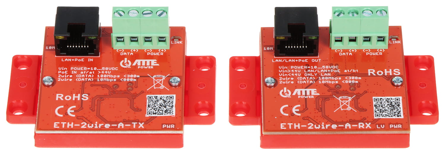 ZESTAW KONWERTERÓW UTP / 2-WIRE DO TRANSMISJI LAN+POE ETH-2WIRE-A-SET KOMPLET 2 SZT ATTE-1677686