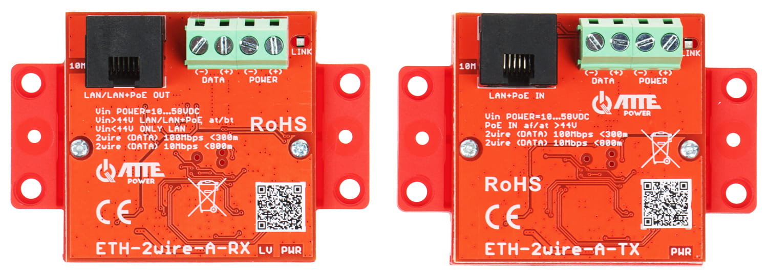 ZESTAW KONWERTERÓW UTP / 2-WIRE DO TRANSMISJI LAN+POE ETH-2WIRE-A-SET KOMPLET 2 SZT ATTE-1677685