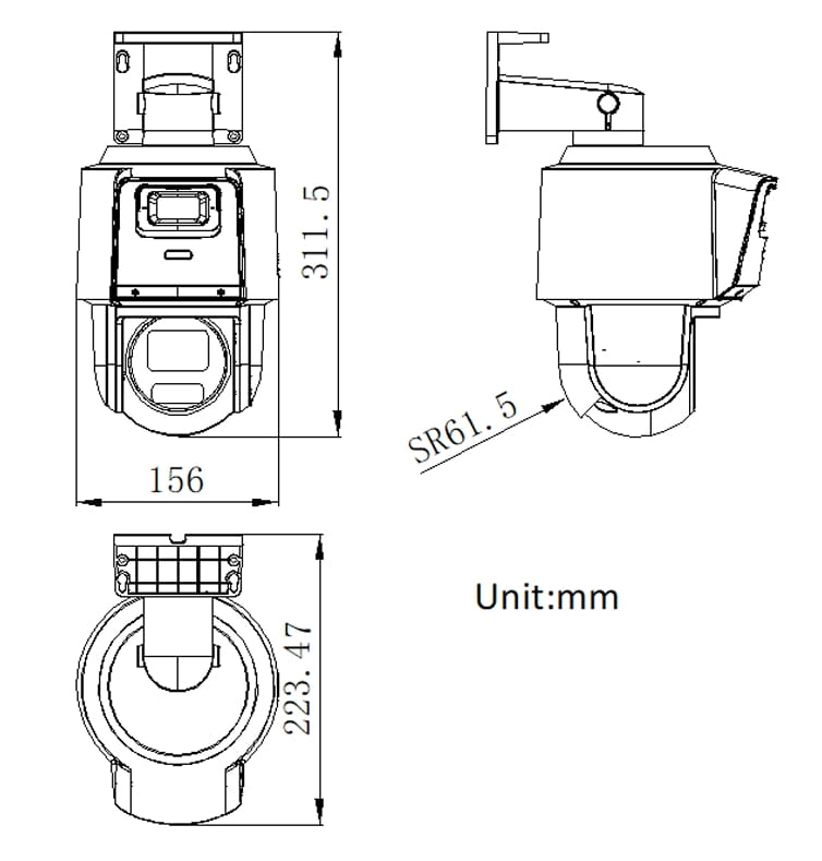 KAMERA IP SZYBKOOBROTOWA ZEWNĘTRZNA DS-2SE3C410MWG-E/14(2.8MM) TandemVu - 3.7Mpx 5.76... 57.6mm Hikvision-1689881