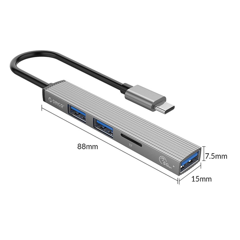 Orico Hub USB-C 3xport USB-A, czytnik microSD, alu-1358681