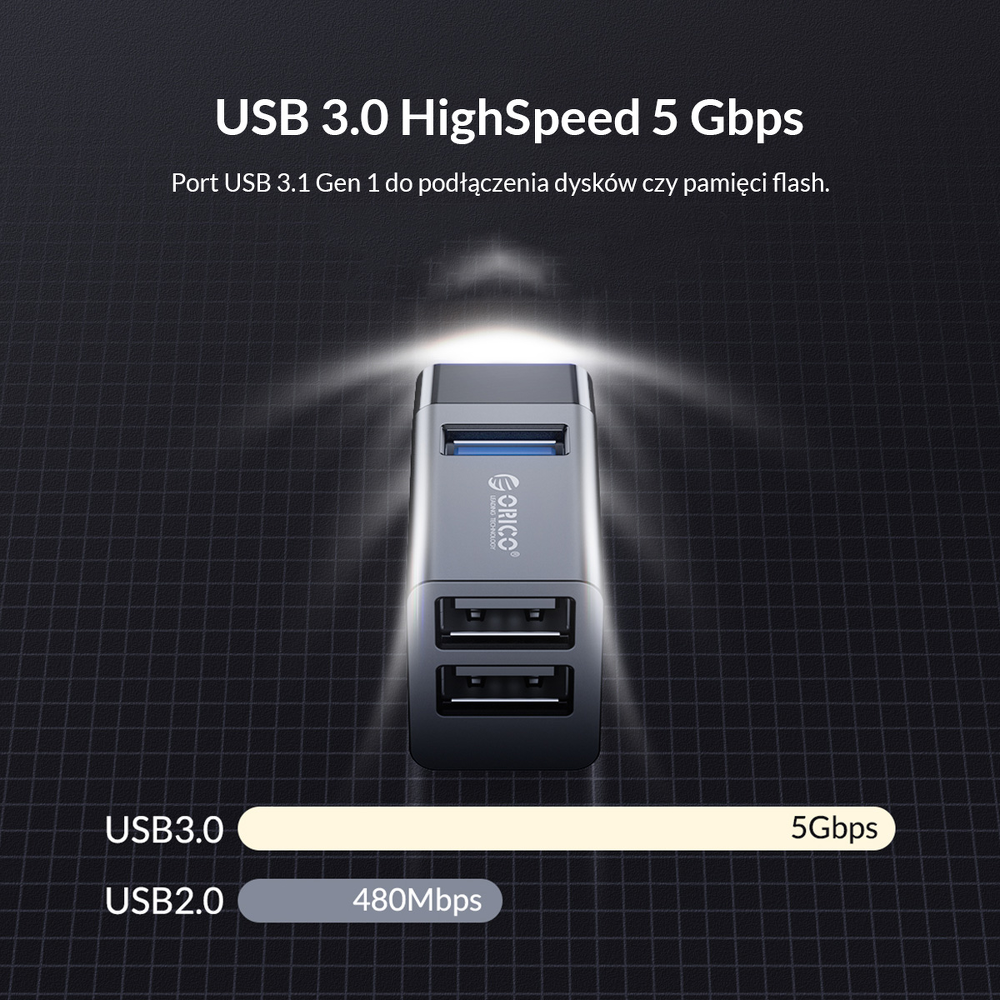 Orico Hub USB 5Gbps mini 3xUSB-A aluminium-1634410