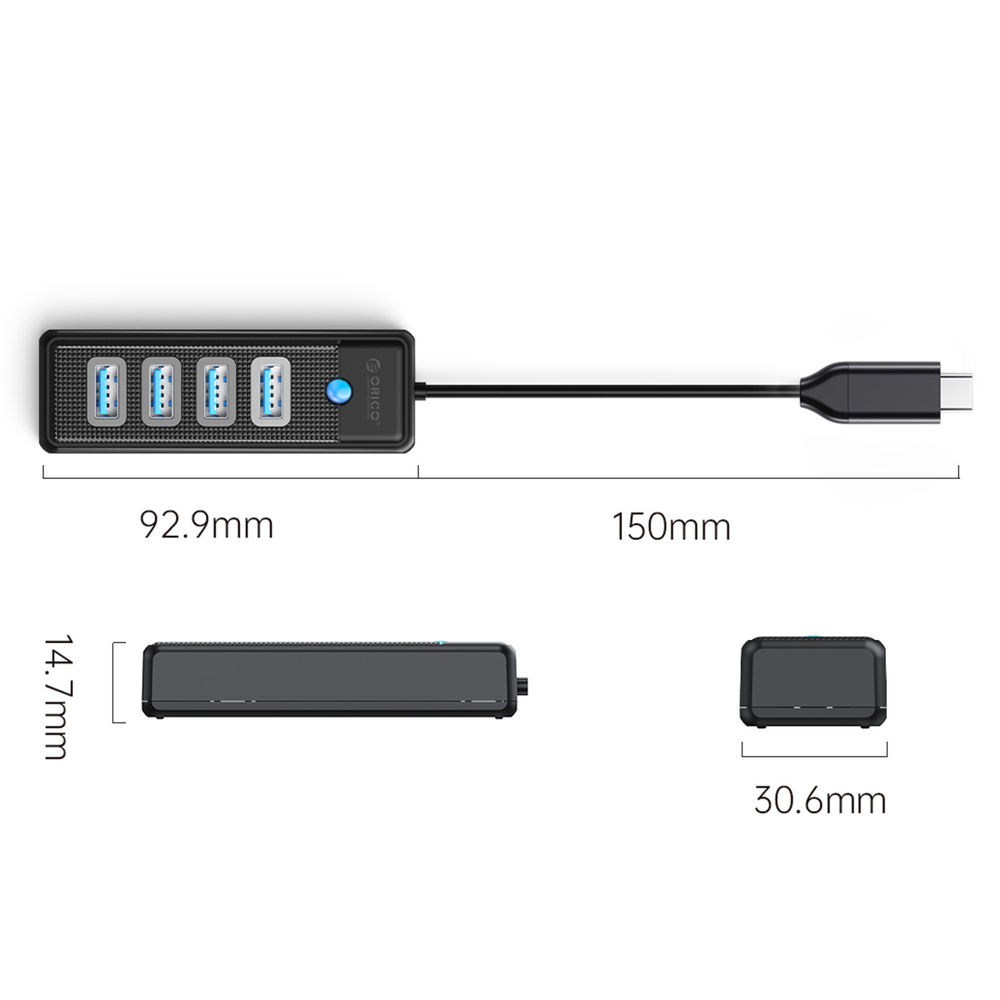 Orico Hub USB-C 2x USB-A 3.1 + USB-C czarny-1636762