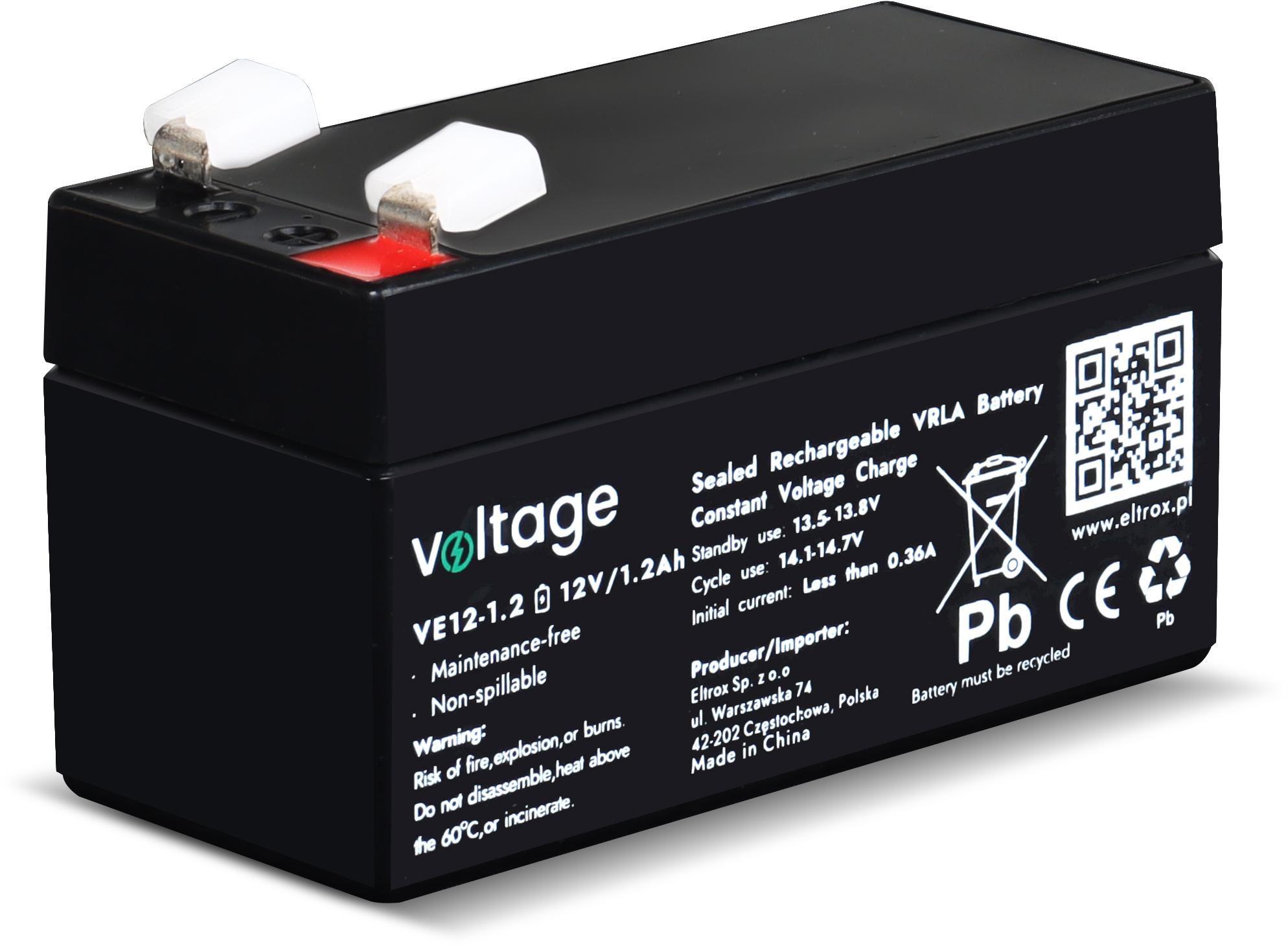 Akumulator AGM Voltage 12V 1,2Ah VE12-1.2 (Żywotność 6-9 lat)-1685401