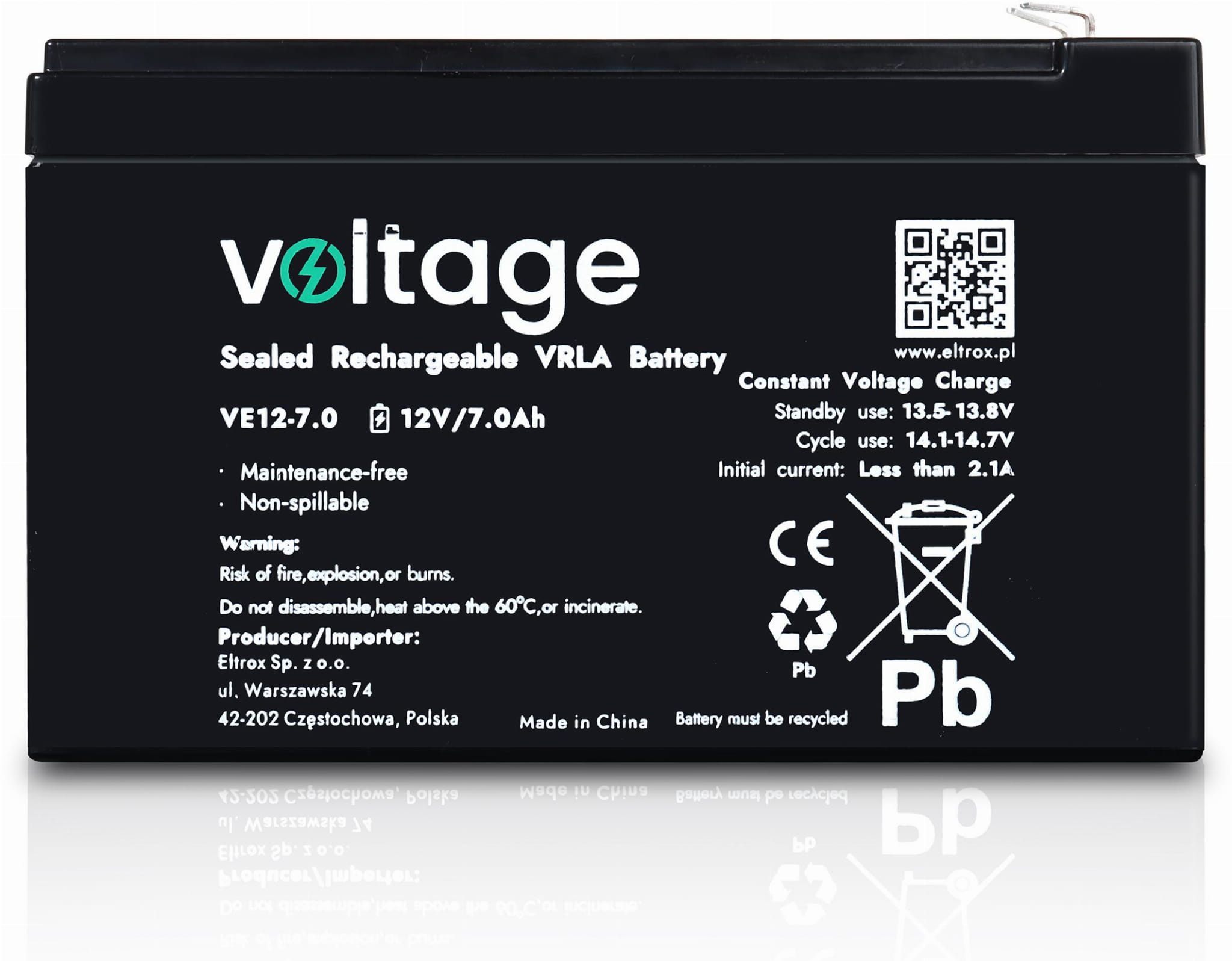 Akumulator AGM Voltage 12V 7Ah VE12-7.0 (Żywotność 6-9 lat)-1702033