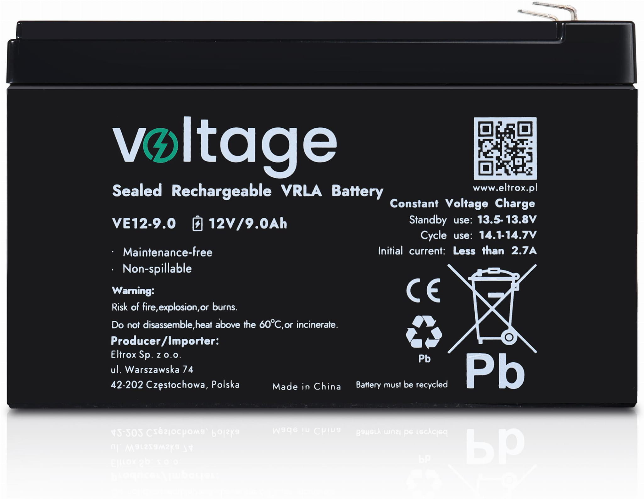 Akumulator AGM Voltage 12V 9Ah VE12-9.0 (Żywotność 6-9 lat)-1685418