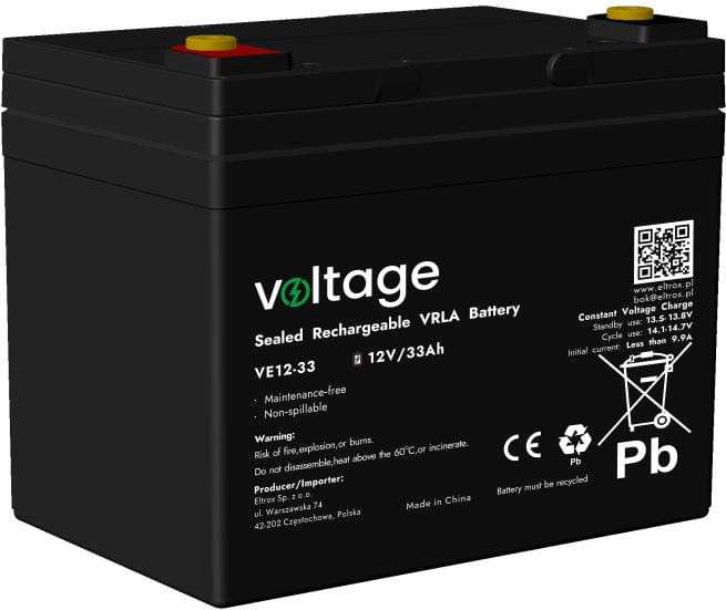 Akumulator AGM Voltage 12V 33Ah VE12-33 (Żywotność 6-9 lat)-1767163