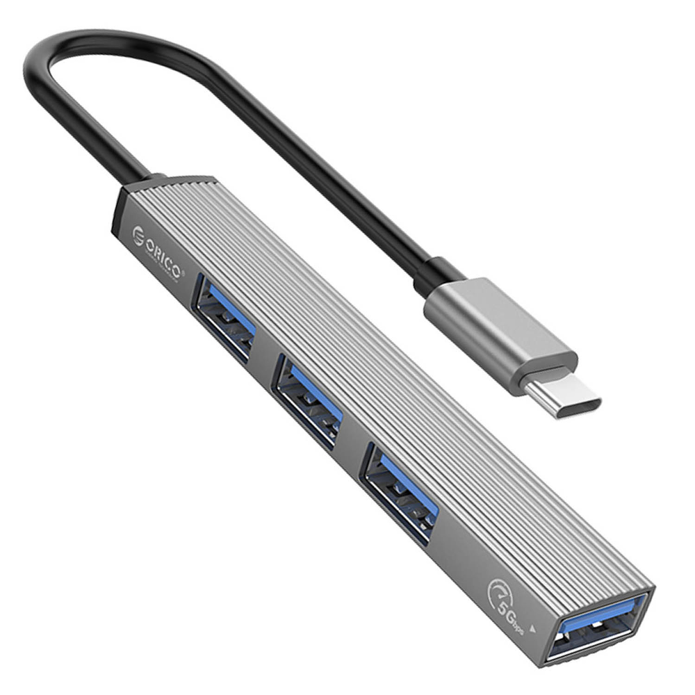 Orico Hub USB-C, USB-A 5Gbps, 3*USB-A 2.0, aluminiowy-1783078