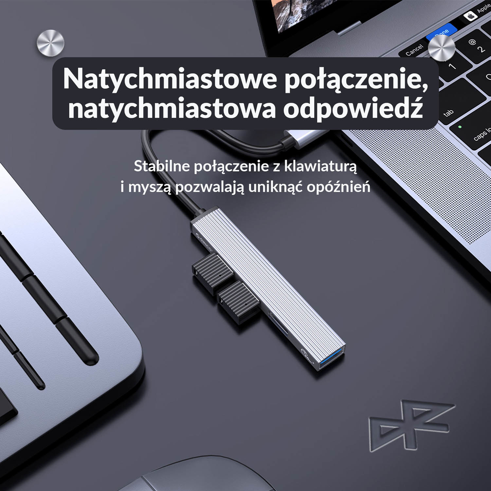 Orico Hub USB-C, USB-A 5Gbps, 3*USB-A 2.0, aluminiowy-1783079
