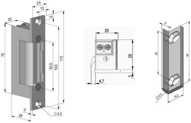 Elektrozaczep symetr., z pamięcia i blokadą SCOT ES-S12AC/DC-MB PROFI-1594456