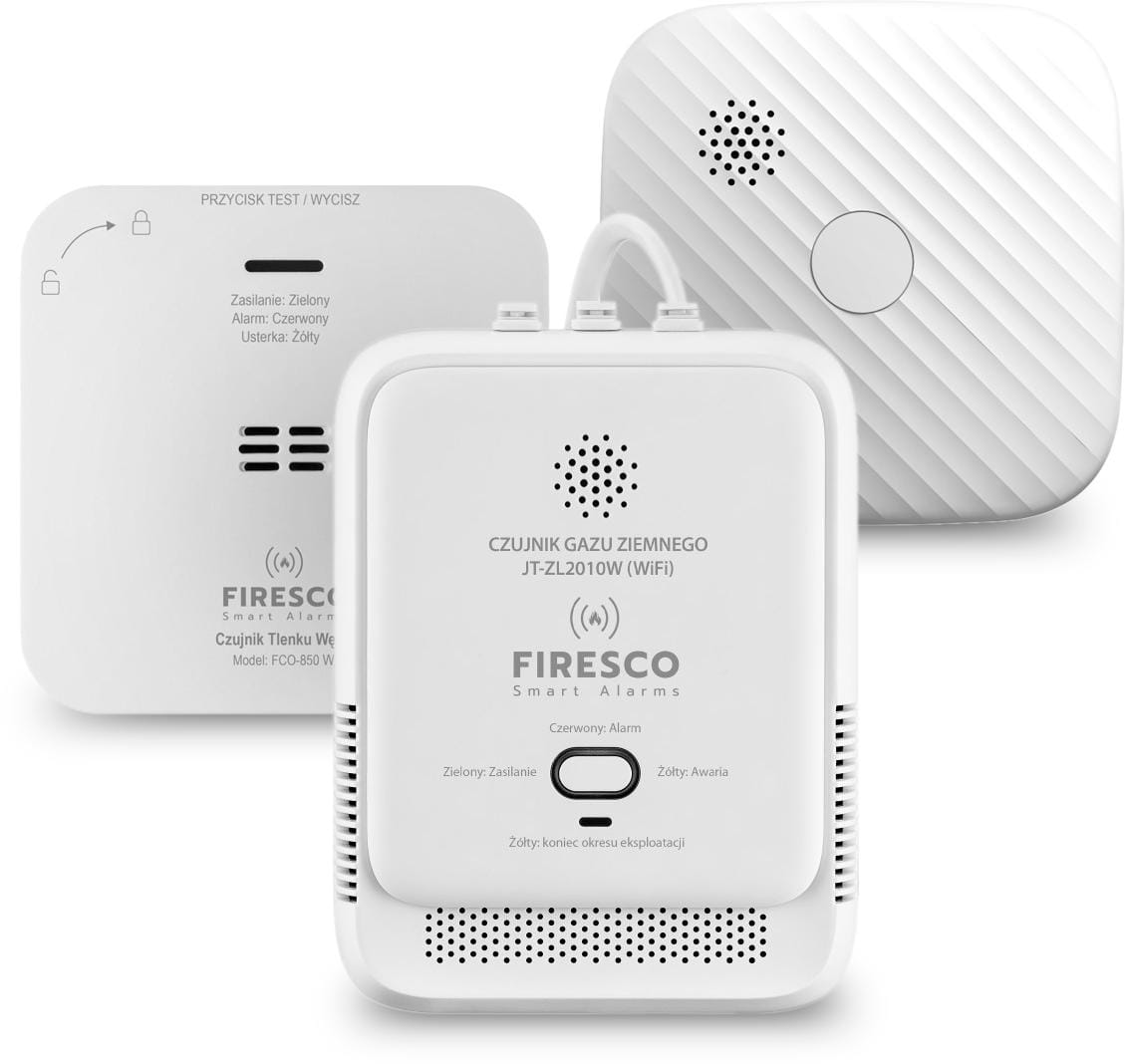 Zestaw czujników WIFI FIRESCO czujnik czadu+czujnik dymu+czujnik gazu -1704251