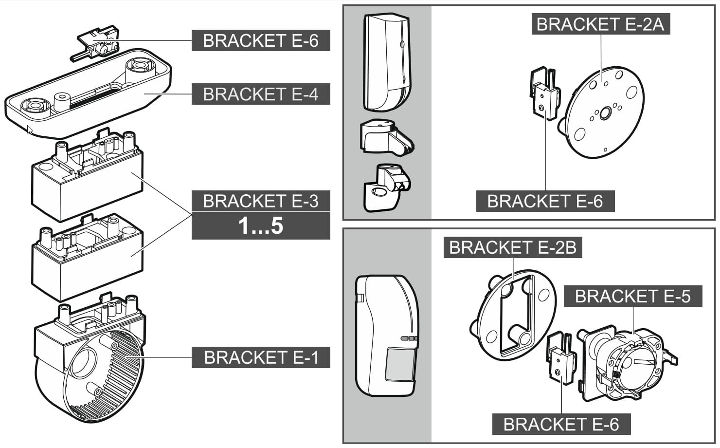 MODUŁ UCHWYTU KULOWEGO DO CZUJEK RUCHU BRACKET-E-5-GY SATEL-1333567