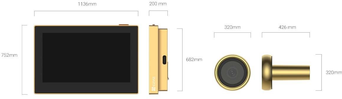 Bezprzewodowy wizjer do drzwi Ezviz HP2 2MP złoty-1794248