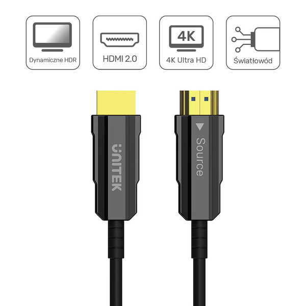 Unitek Kabel optyczny HDMI 2.0 AOC 4K 60Hz 12 m-1787756