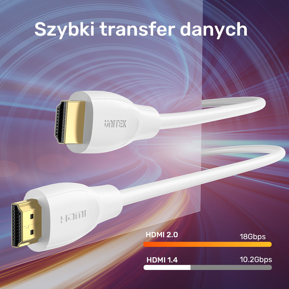 Unitek Kabel HDMI 2.0 4K biały 1,5m-1783602