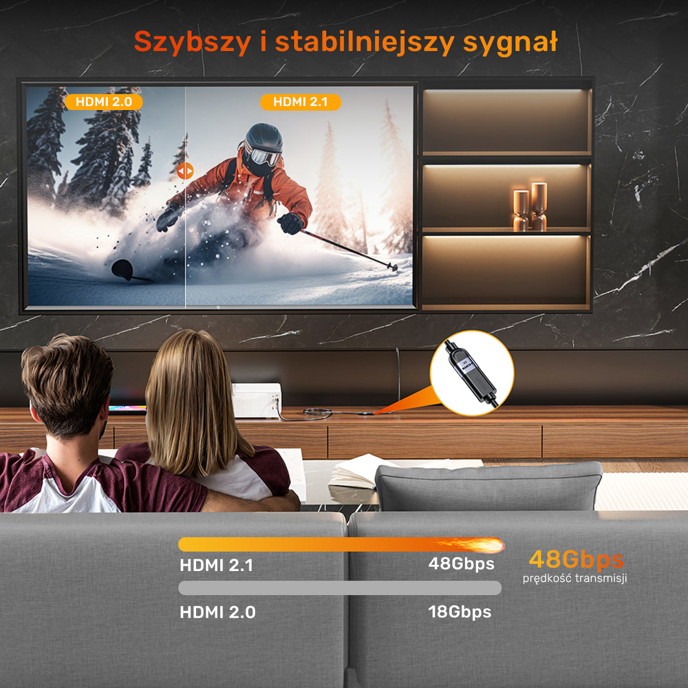 Unitek przedłużacz HDMI (M) - HDMI (F) 2.1, 8K 0,5m-1784768