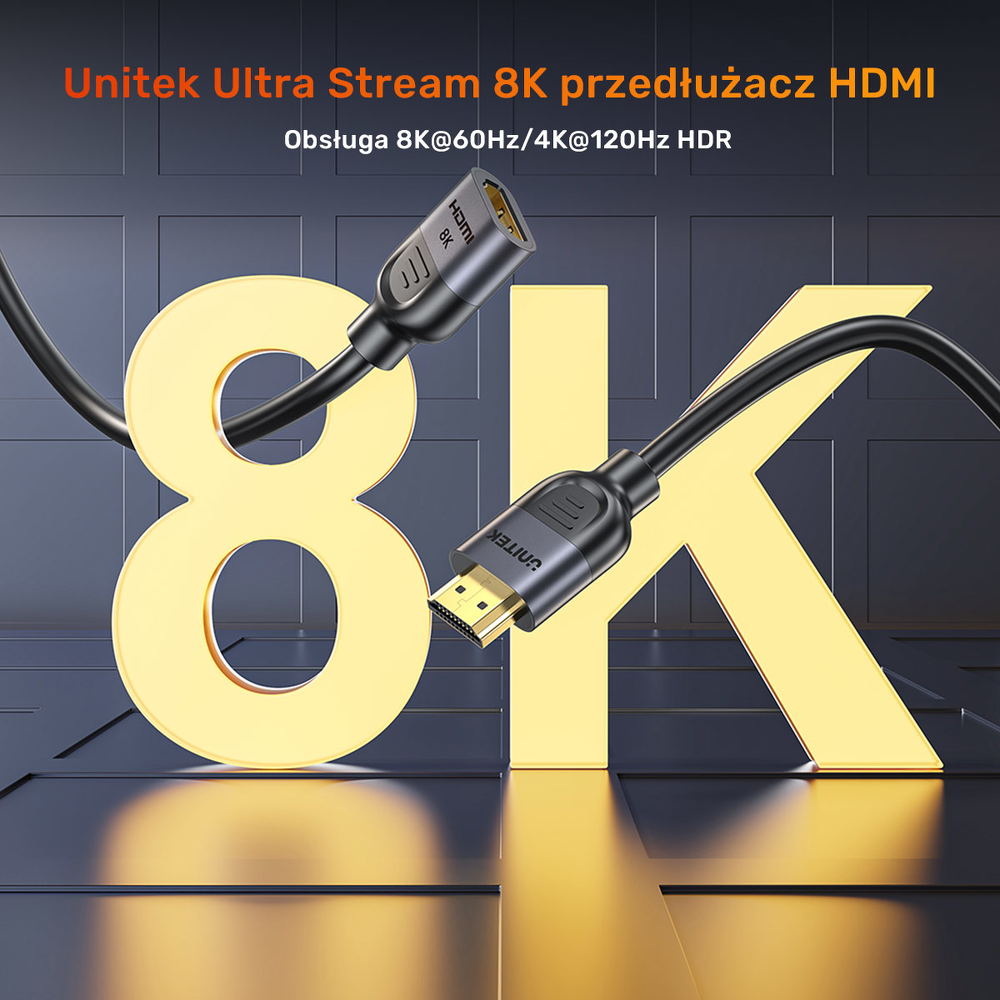 Unitek przedłużacz HDMI (M) - HDMI (F) 2.1, 8K 0,5m-1784776