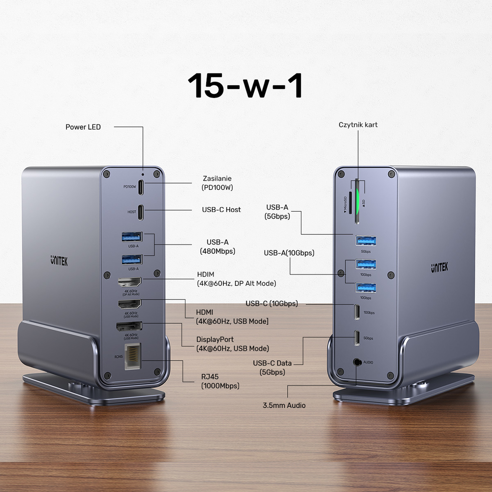 Unitek Uniwersalna stacja dokująca DisplayLink 4K x3-1787298
