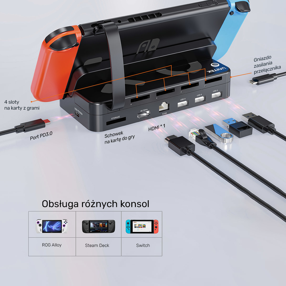Unitek Stacja dokująca do Nintendo Switch + pilot-1781316