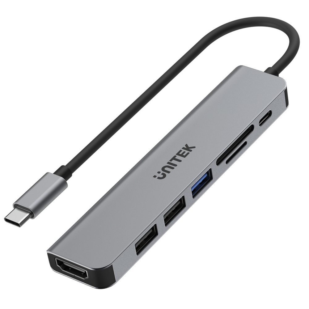Unitek Hub USB-C aluminium 7w1-1637310