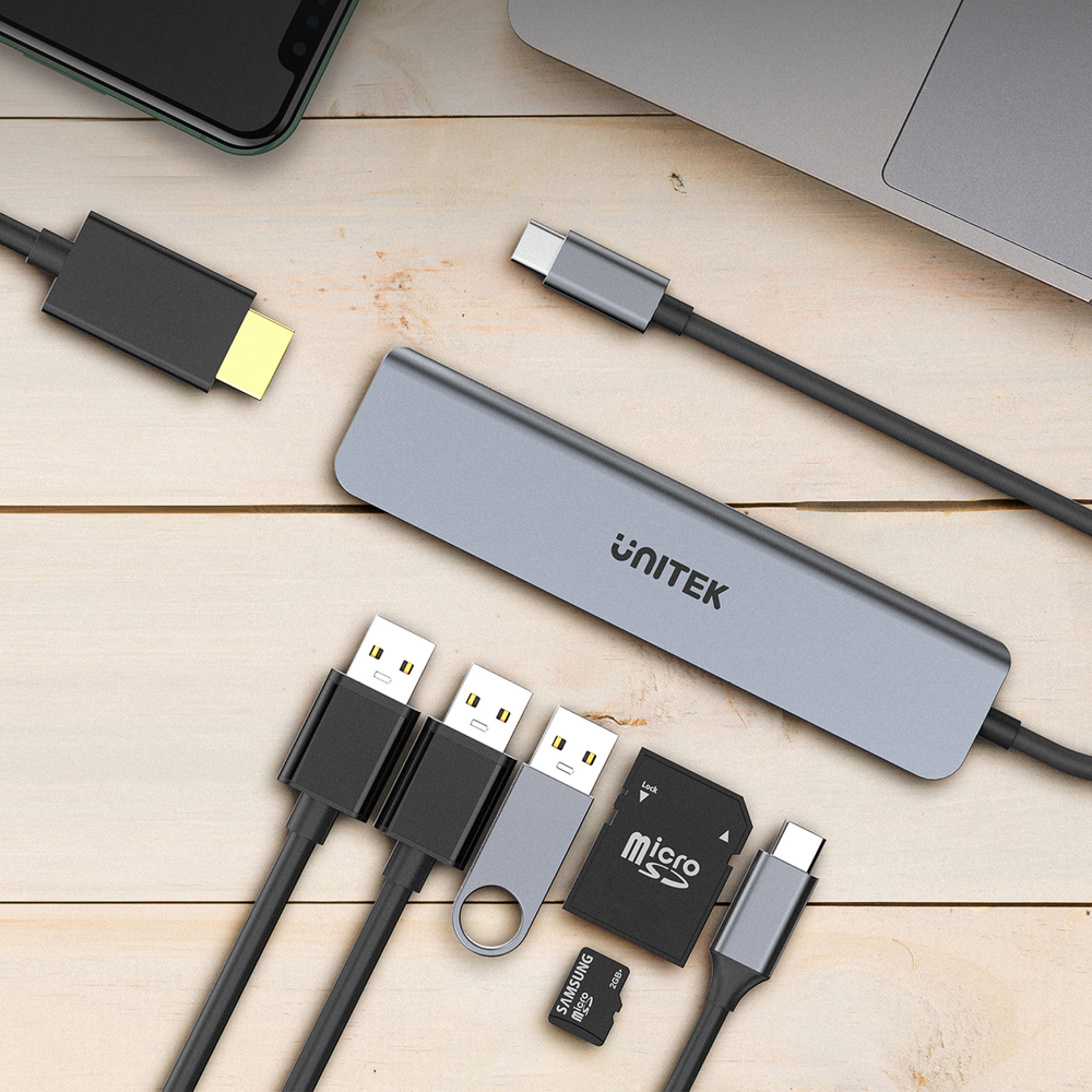 Unitek Hub USB-C aluminium 7w1-1637316