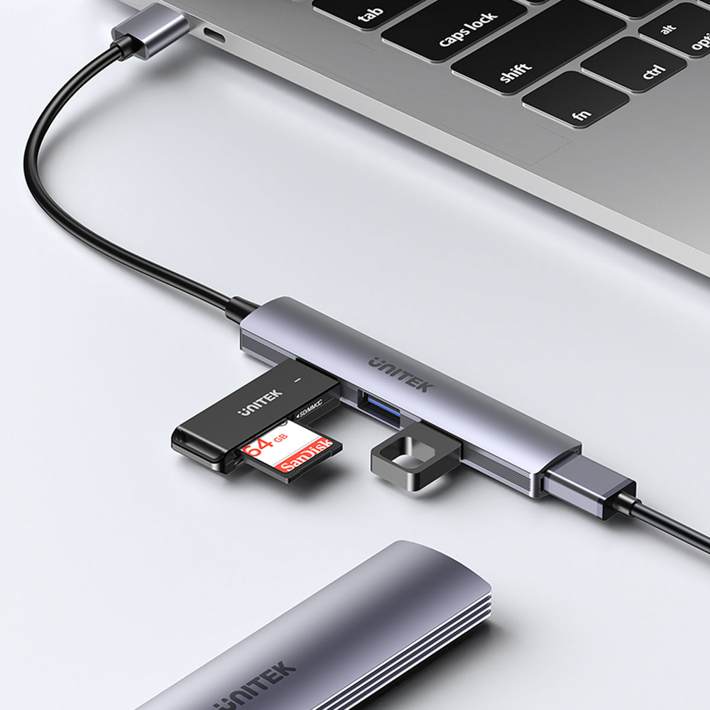Unitek Hub USB-A 1*USB-A 5 Gbps, 3*USB-A 2.0 alu-1639276