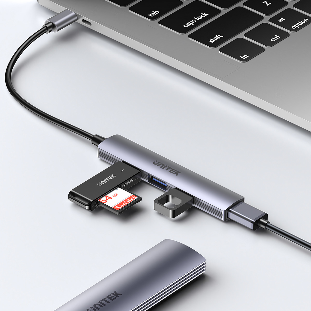Unitek Hub USB-C 1*USB-A 5 Gbps, 3*USB-A 2.0 alu-1639583