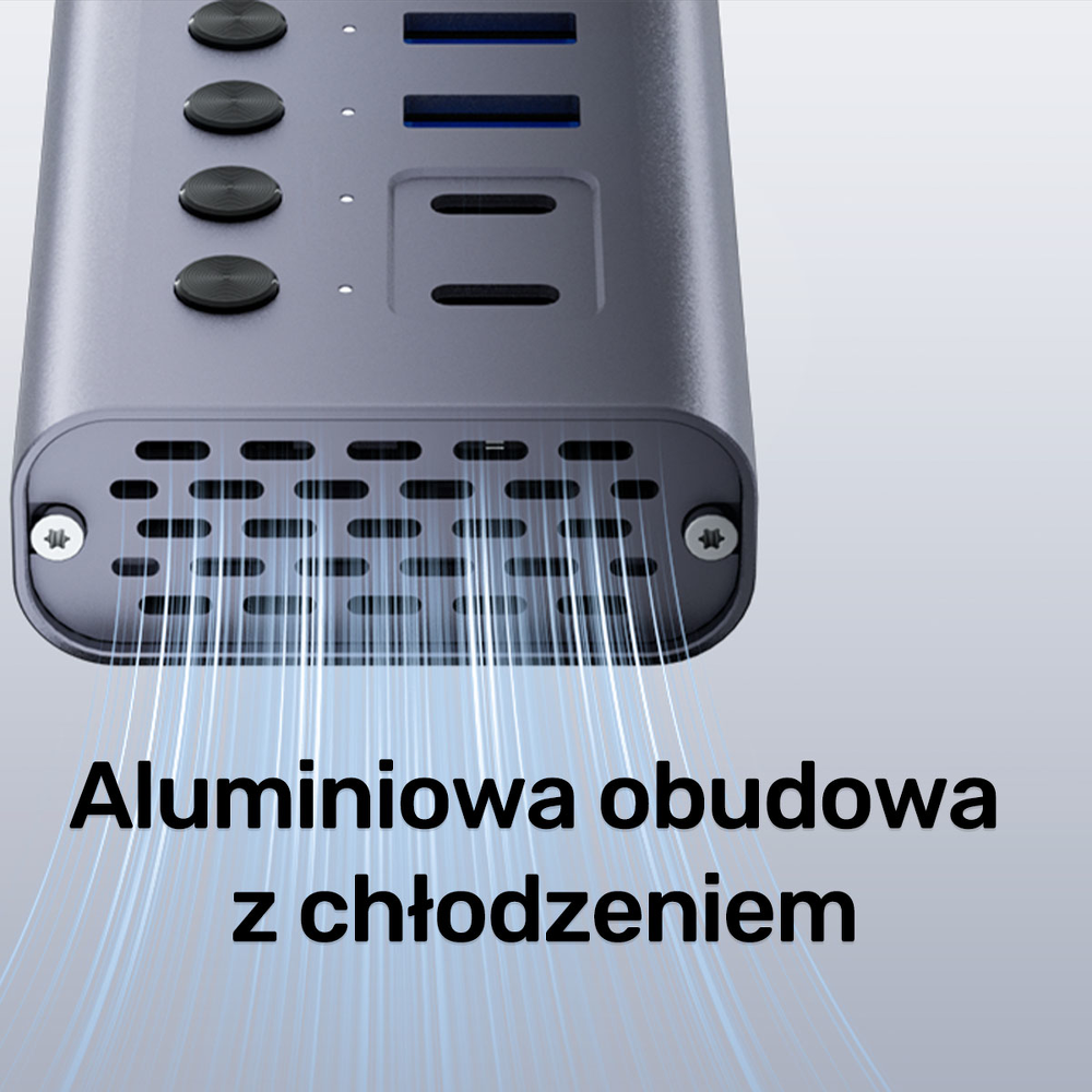 Unitek Hub USB C/USB A 10w1 5Gbps, 8x USB A, 2x USB C z włącznikami portów-1783377