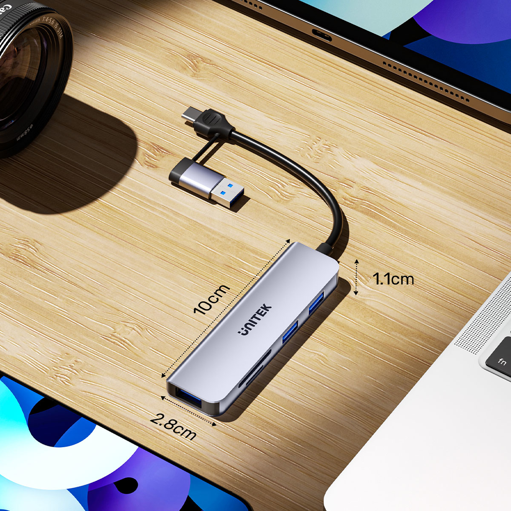 Unitek Hub 5w1 USB-A/C 5 Gbps z czytnikiem kart SD i micro SD-1784365