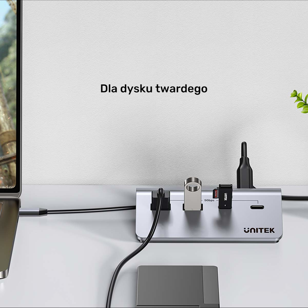 Unitek Hub alumininiowy USB-A/USB-C z 4 portami 5Gbps-1808048