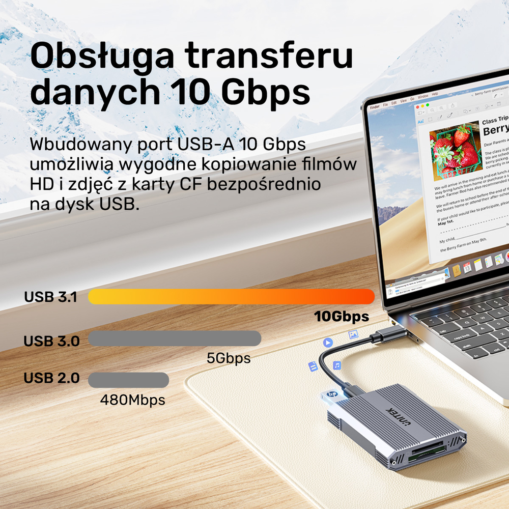 Unitek Czytnik kart pamięci CF Express, SD/microSD, USBA 10 Gbs + HUB-1783298