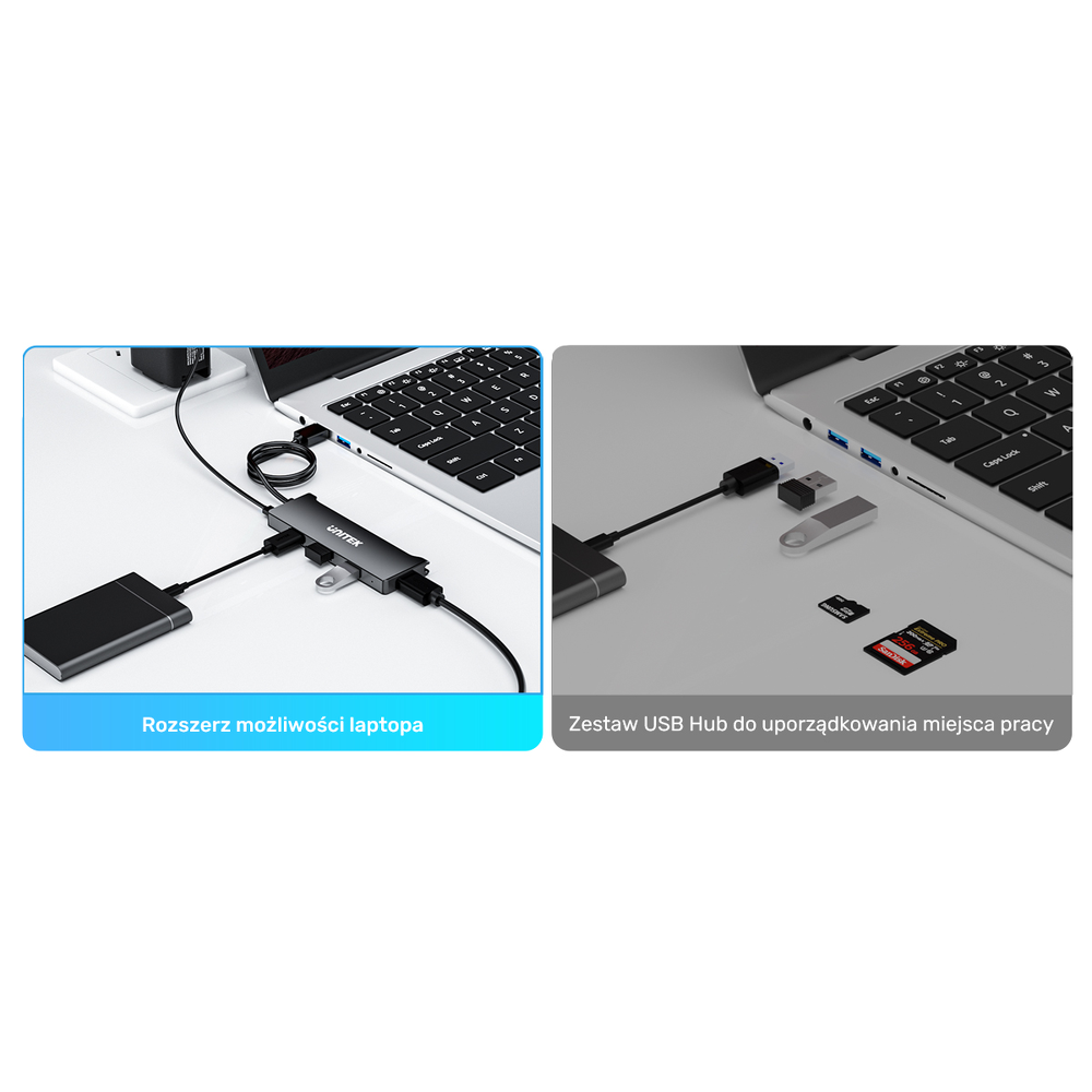 Unitek Hub USB-A 4 porty USB-A 5 Gbps-1787682