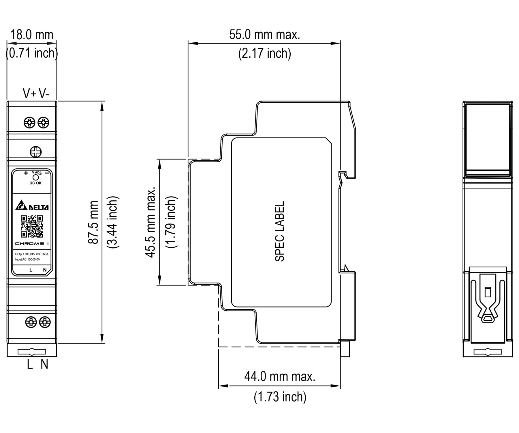 ZASILACZ IMPULSOWY DRC-24V015W1RZ Delta Electronics-1815117