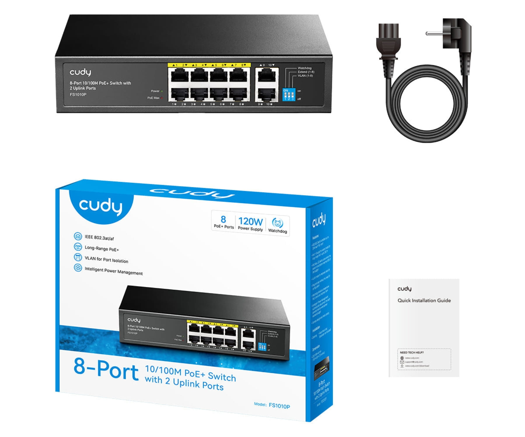 SWITCH POE FS1010P 8-PORTOWY CUDY-1790514