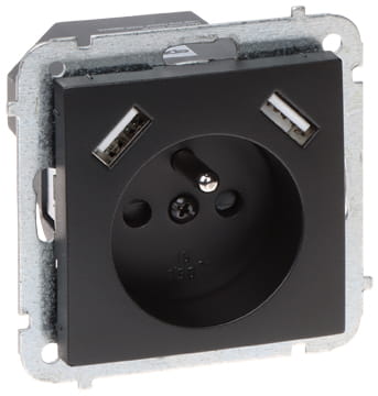 GNIAZDO POJEDYNCZE Z ZASILACZEM USB SANTRA/4188-19/EPN 230V 16A Elektro-Plast-1664960