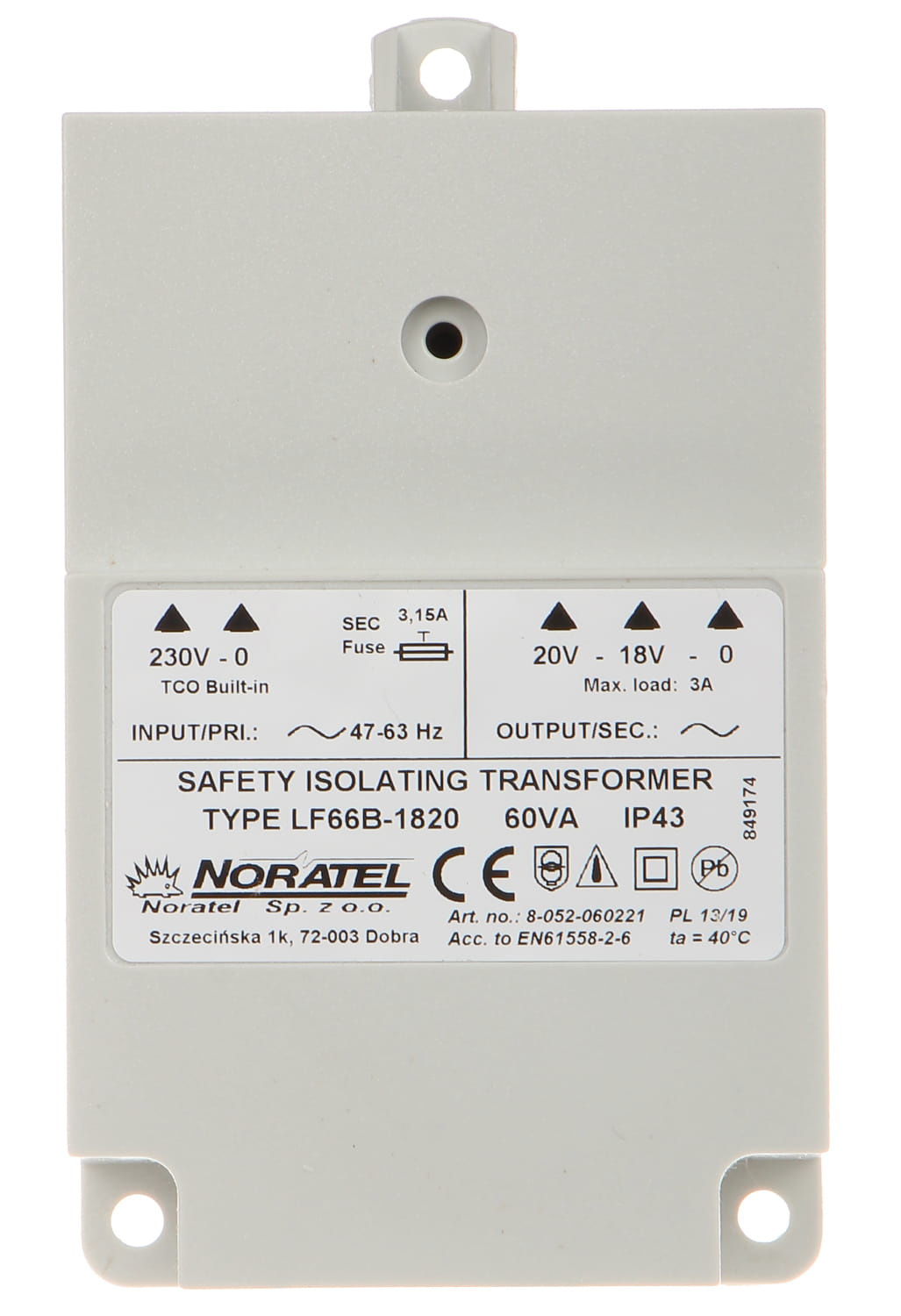 ZASILACZ NAPIĘCIA ZMIENNEGO TR-60VA/NORATEL SATEL-1352964