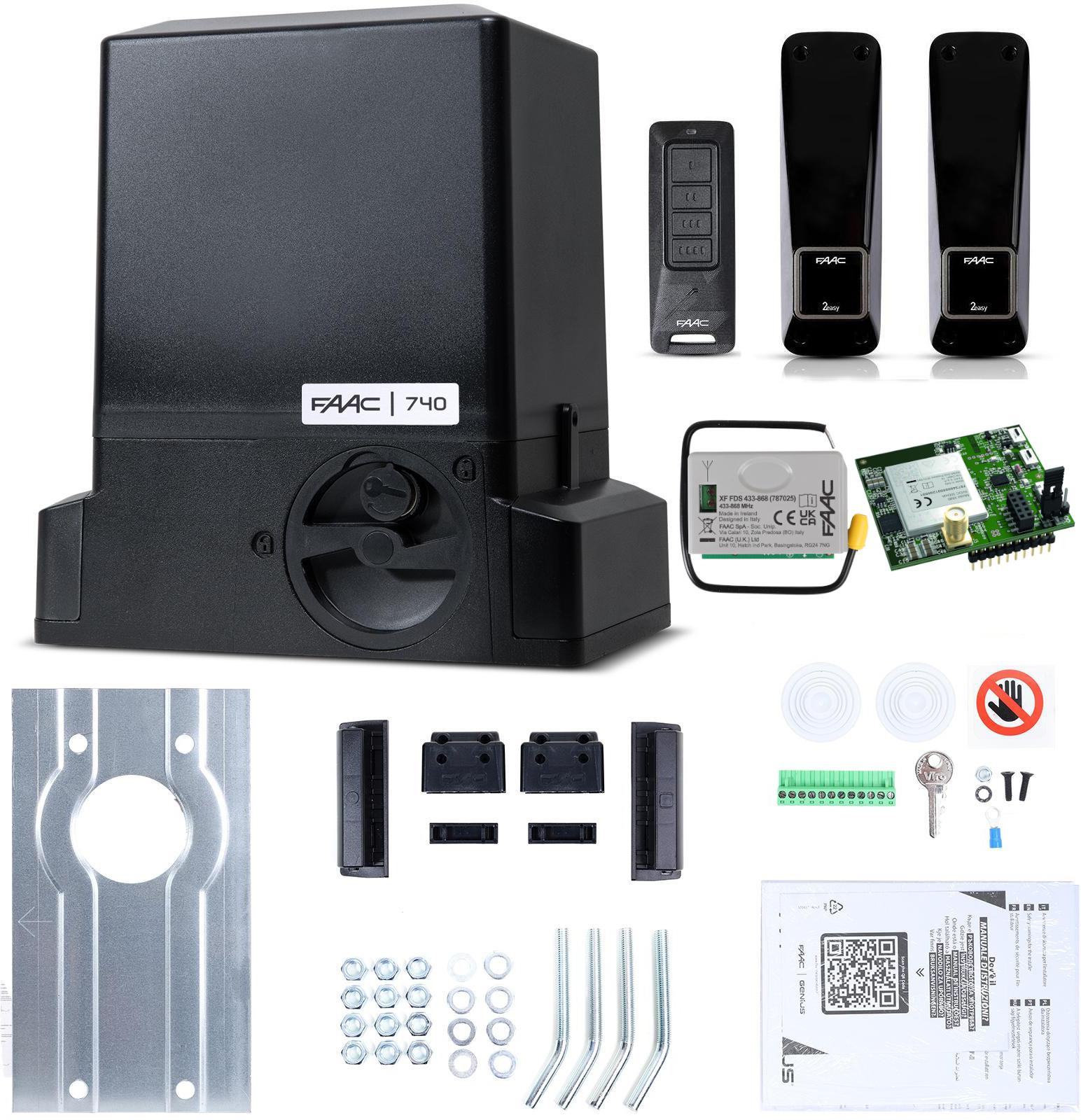 Zestaw Delta 2 SMART GSM - FAAC 740 (Wi-Fi+LTE+BLE) do 500kg bram przesuwnych-1928302