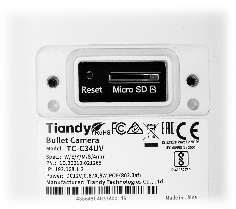 KAMERA IP TC-C34UV SPEC:W/E/Y/M/S/4MM Color Maker - 4Mpx 4mm TIANDY-1957260