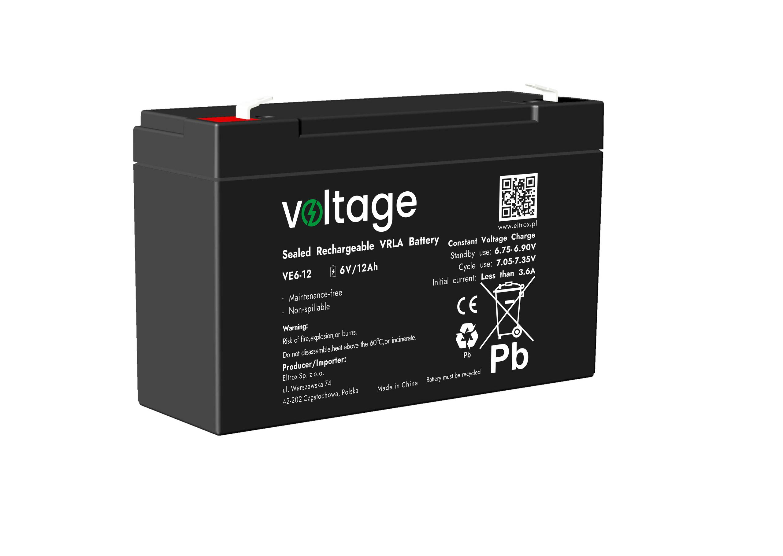 Akumulator AGM Voltage 6V 12Ah VE6-12 (Żywotność 6-9 lat)-1680795
